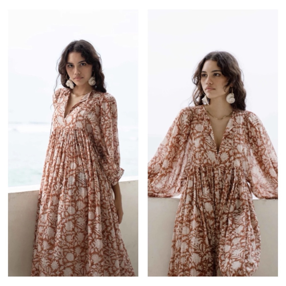Daughters of India Kyra Midi Dress in Caramel Size L